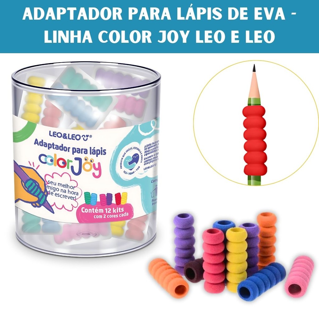 Kit com 2 Unidades Adaptador De Lapis De Eva Colorjoy Leo E Leo