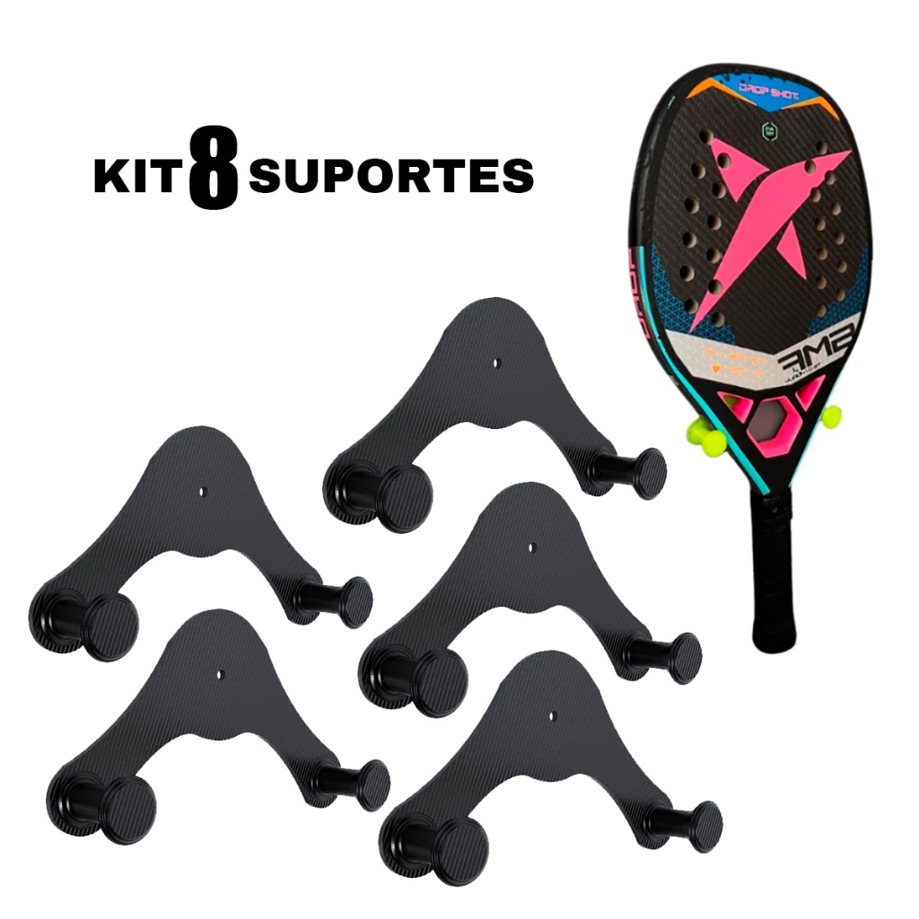 Kit Suportes De Parede Para Raquete Beach Tennis Badminton Pendurar Raquete Tênis