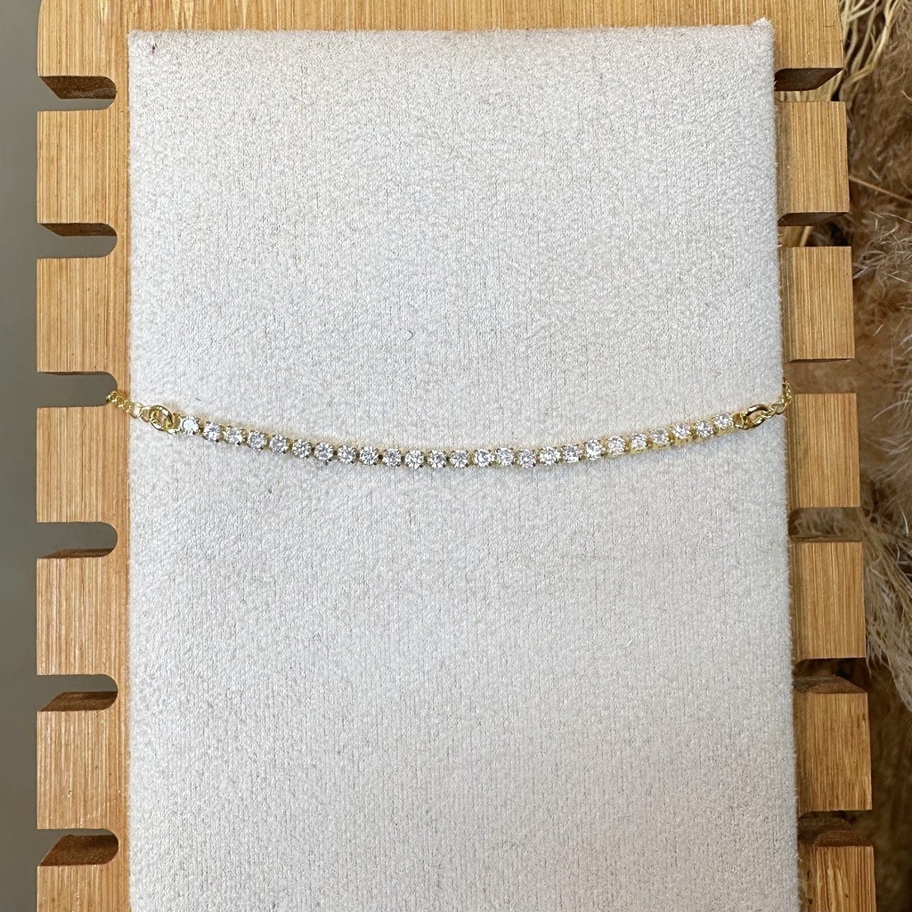 Tornozeleira Riviera Cristal Banhado em Ouro 18k