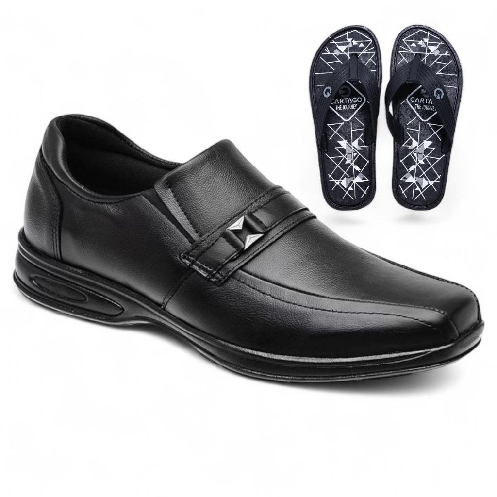 Sapato Ortopédico Social Masculino Confortável e Chinelo Sandália Masculino Borracha Antiderrapante