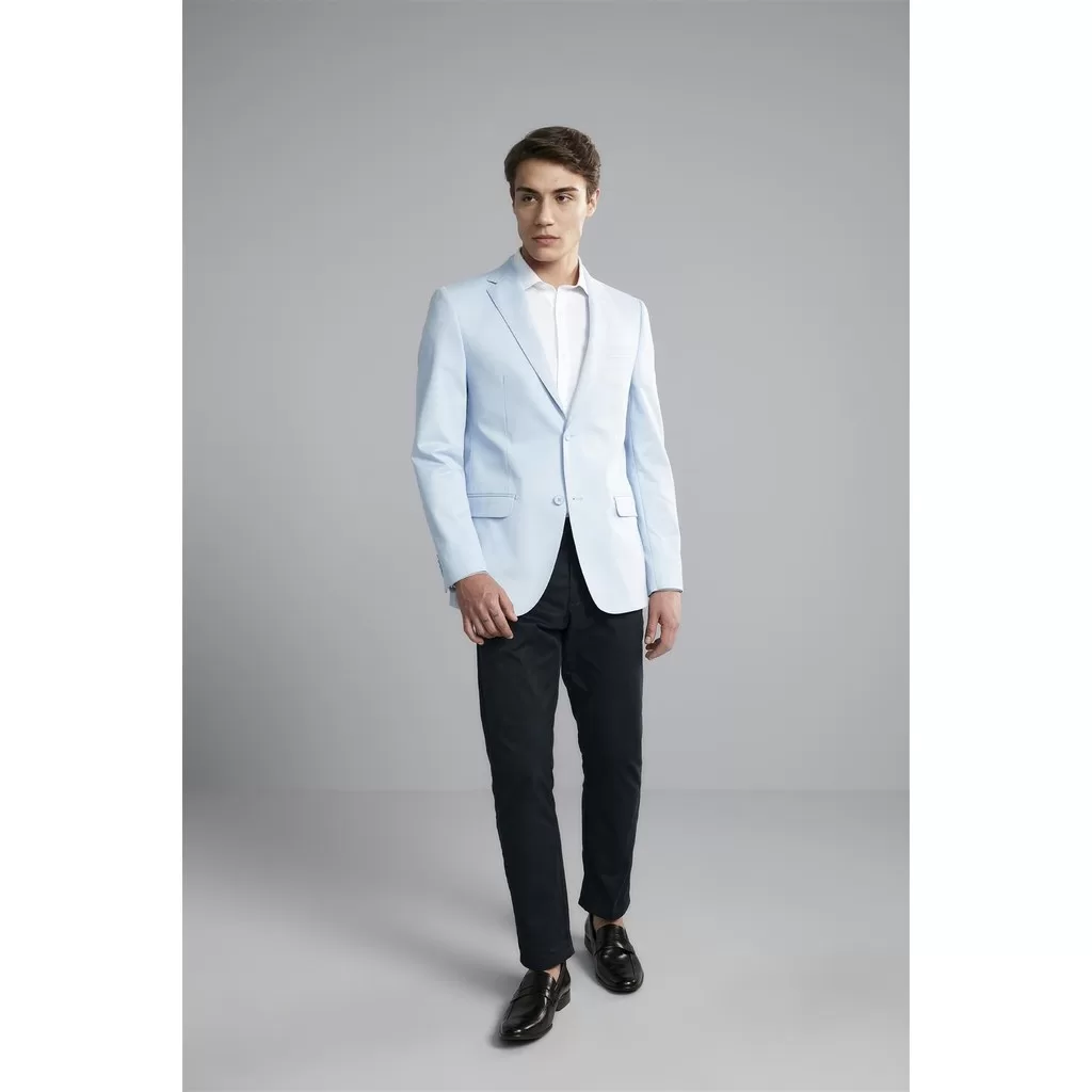Blazer Alfaiataria Liso Slim Fit – Azul Claro