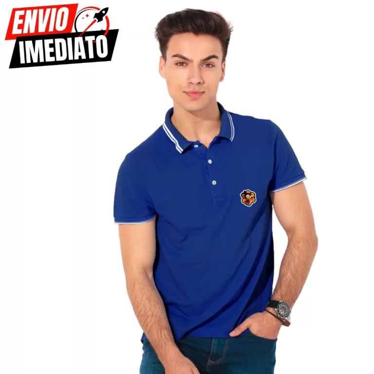 Camisa Polo Azul Masculina Piquet Blusa Básica Ma