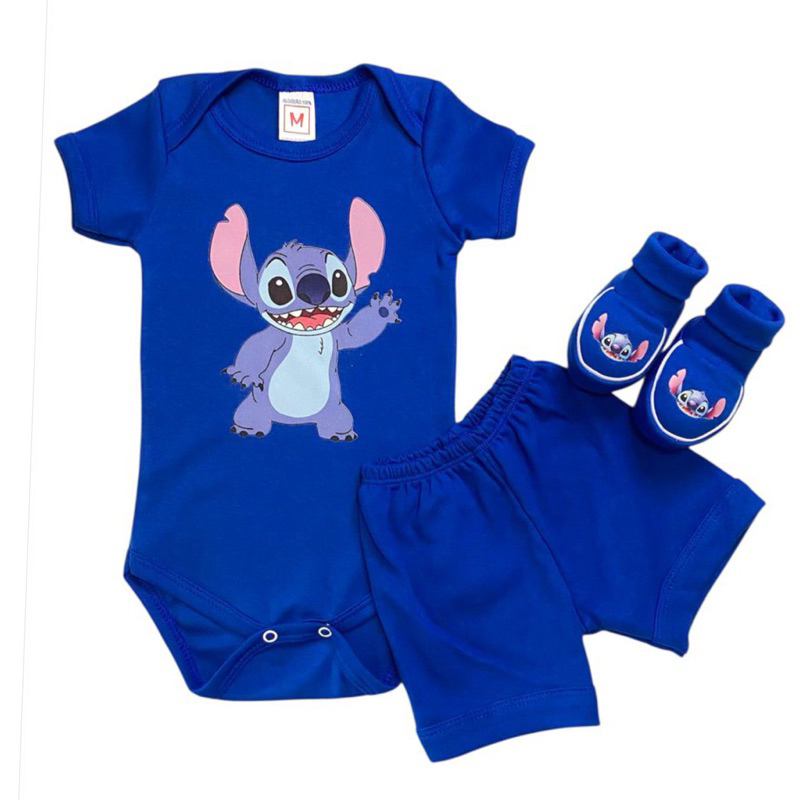 kit do stitch, bebê temáticos, mêsversário e personagens-malha suedine, 100% algodão