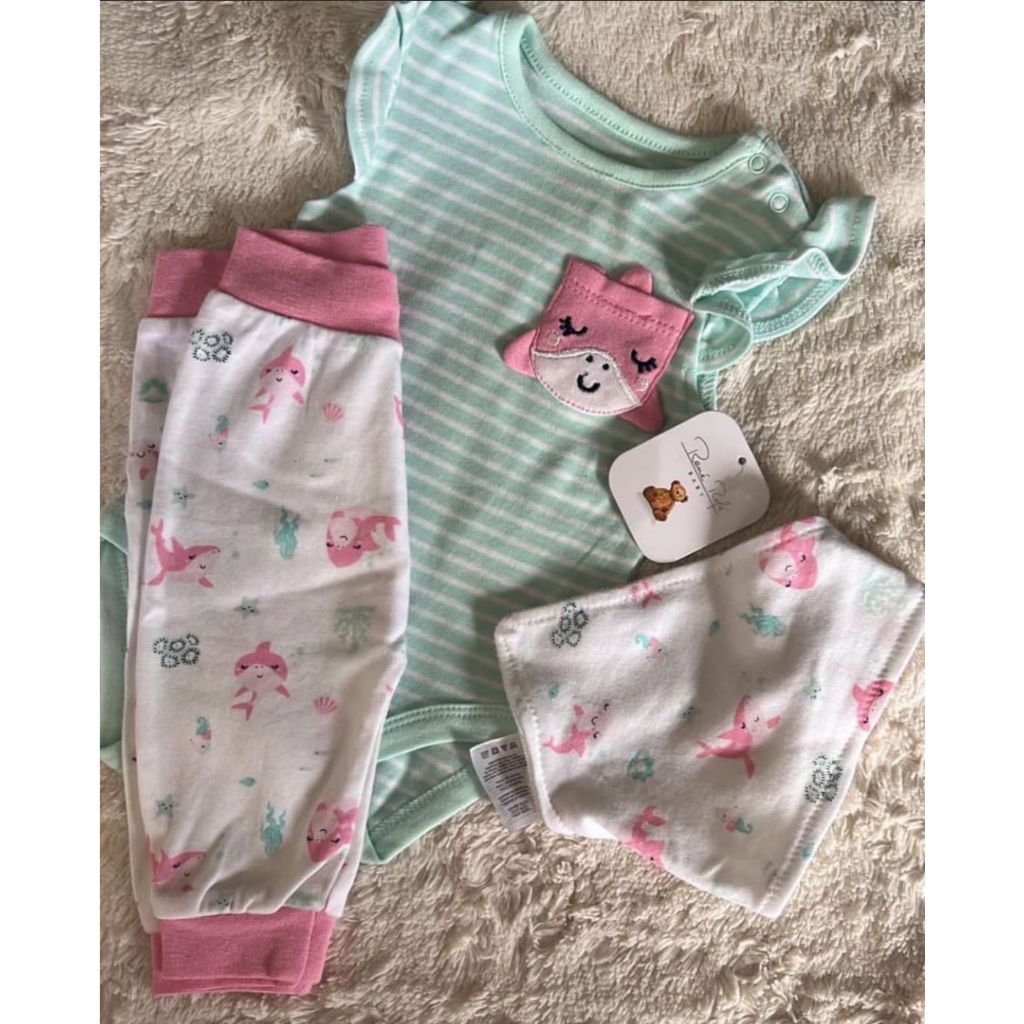 Conjunto body calça babador moda infantil bebe criança Baby Love 3 Peças René Rofé – 0-3 meses