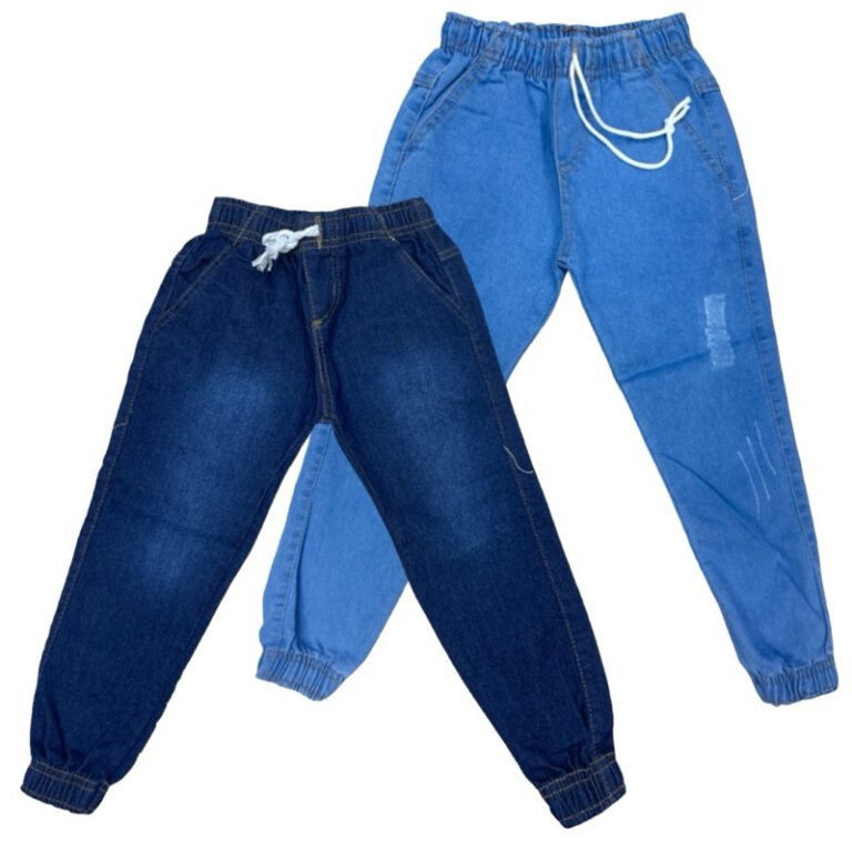 Calça Jeans Masculino Infantil Jogger Com Elastic