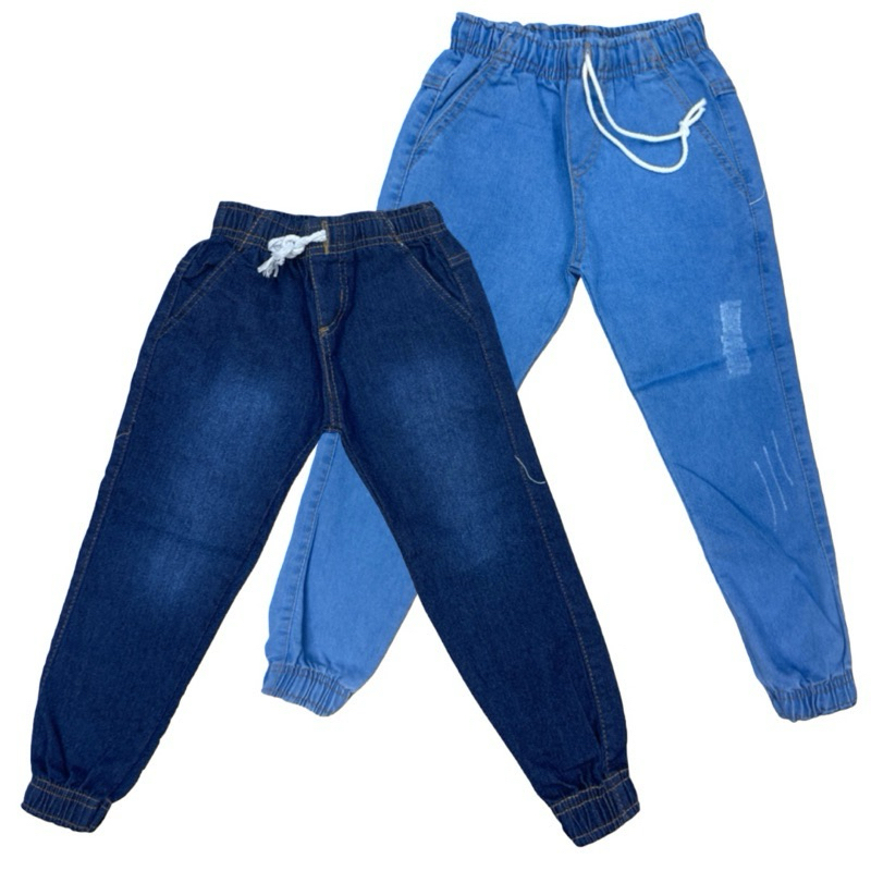 Calça Jeans Masculino Infantil Jogger Com Elastico Linha Premuim