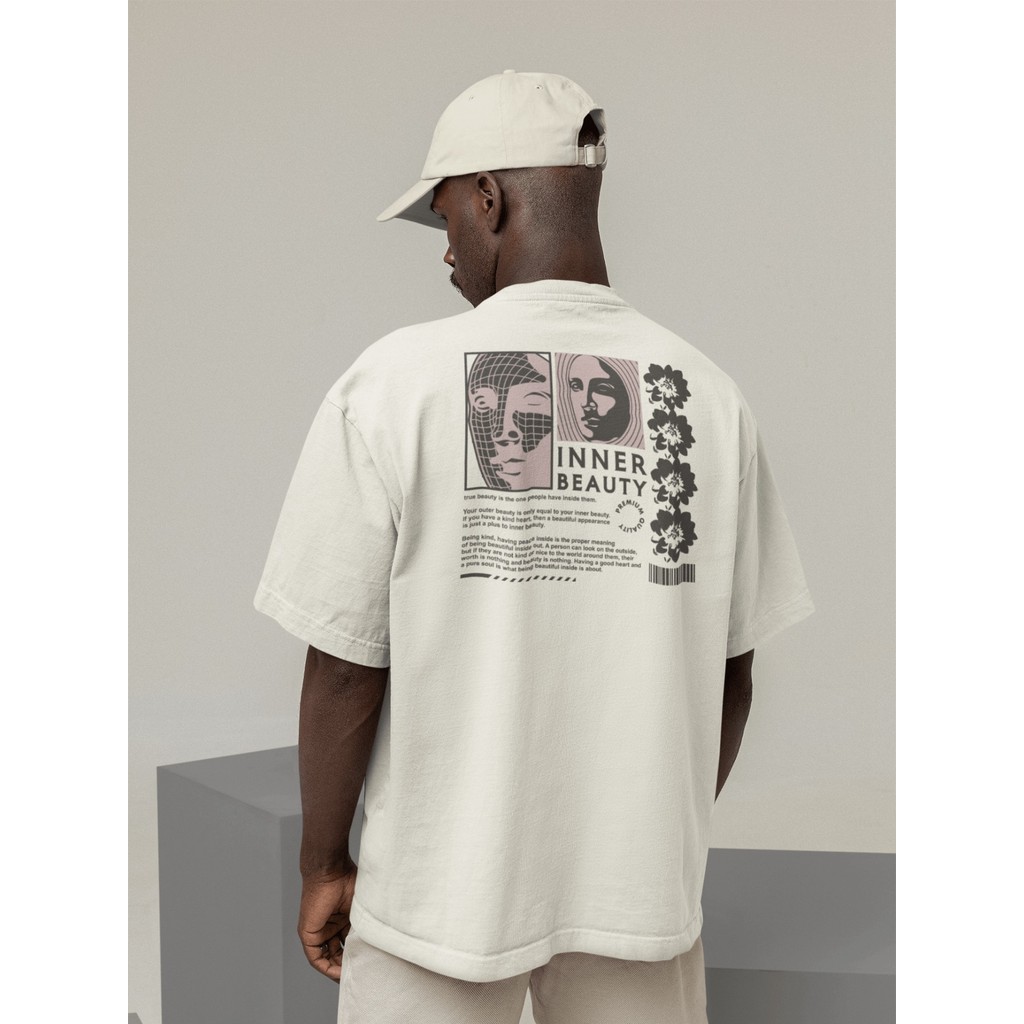 Camisa Camiseta Oversize Streetwear Masculino e Feminino Treino e Dia a Dia Preto e Off Whte Estampa