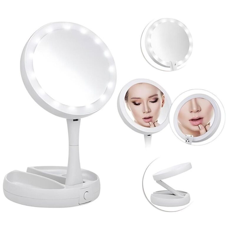 Espelho Maquiagem Led Iluminador Mesa Gira 360 Por