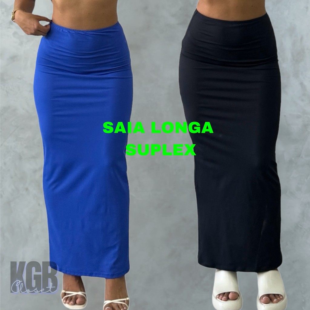 Saia Longa Justa Gringa SUPLEX Cos Alto Tubinho Blogueira Blogueira Gringa Tendencia Moda Gringa Pin