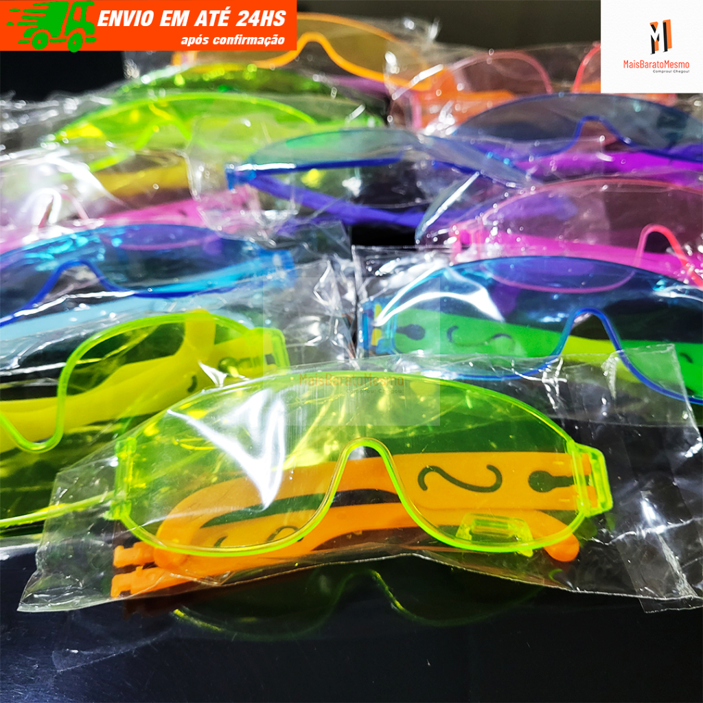 Pacote 30 Óculos Sem grau Florescente Coloridos Sortidos para Balada Festa Aniversário e Formatura