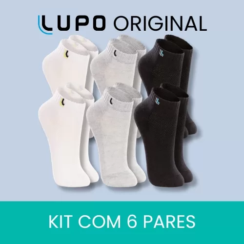 Kit 6 Meia Cano Curto 6 Pares Original Lupo Adulto