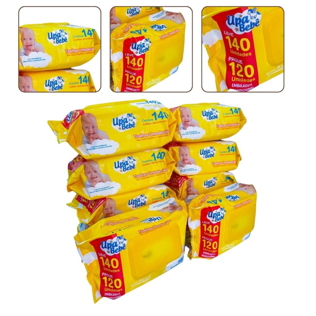 Kit Toalhas Umedecidas Sem Álcool Pacotes – Upa Bebê Neném Menina Menino