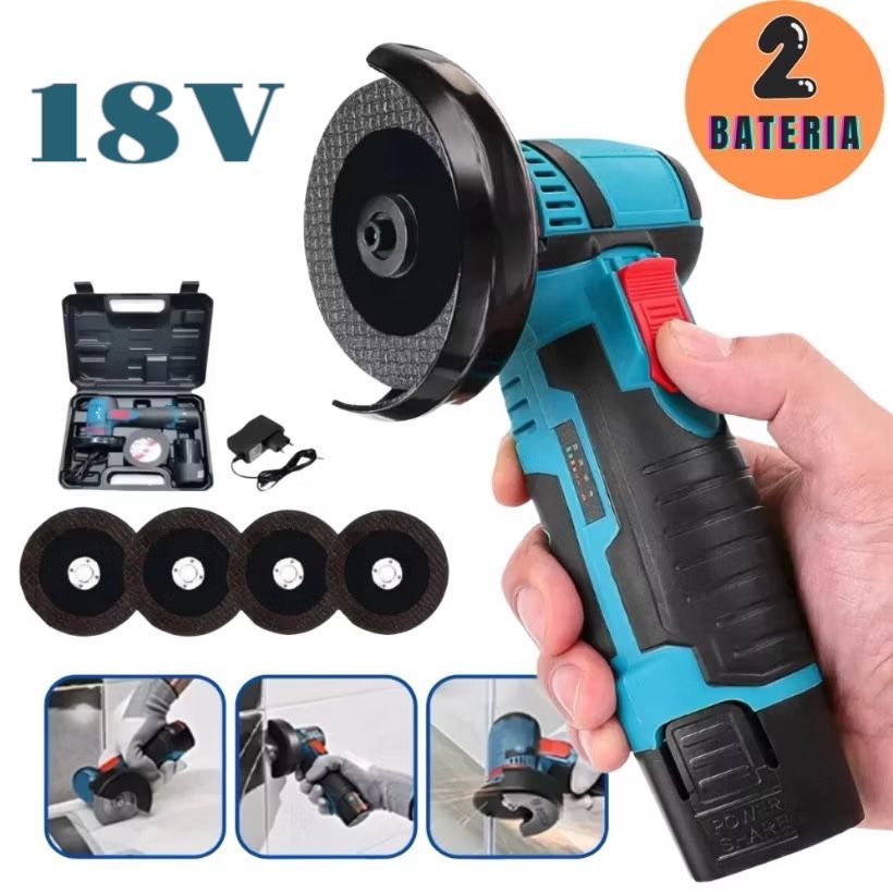 Esmerilhadeira Lixadeira Recarregável 2 baterias 12/18v – 76/10mm – 19500 rpm