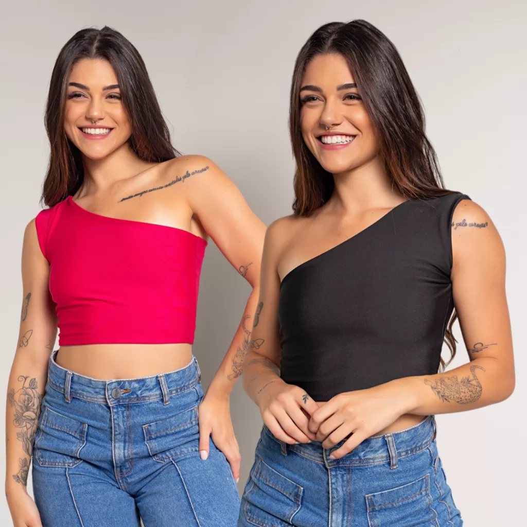 Kit 2 Cropped Feminino Top Liso Básico Suplex Forro Duplo Moda Fashion Tendência