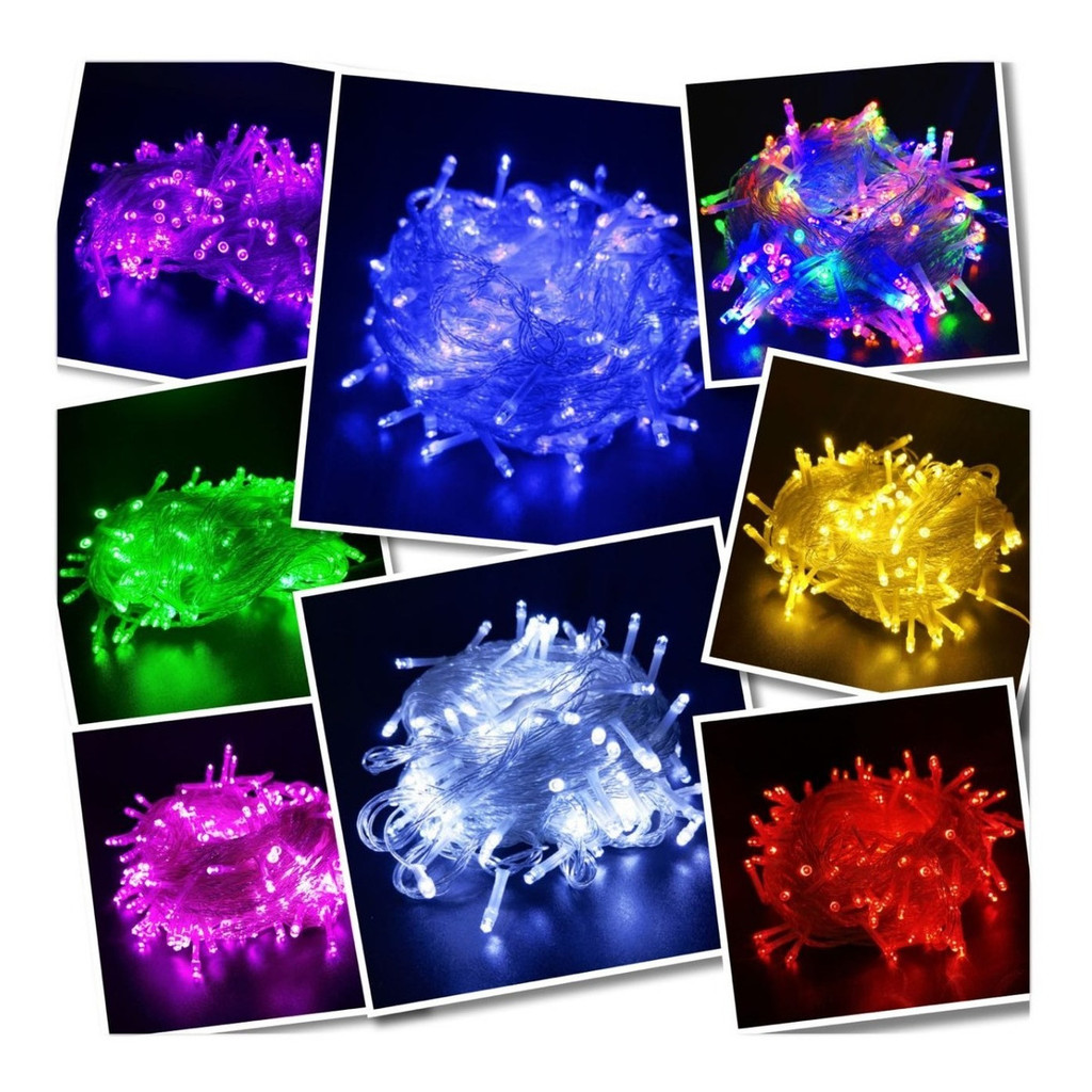 Pisca-Pisca Natal 100 LED Fio Transparente 8 Funções 9-10m Decoração 110V