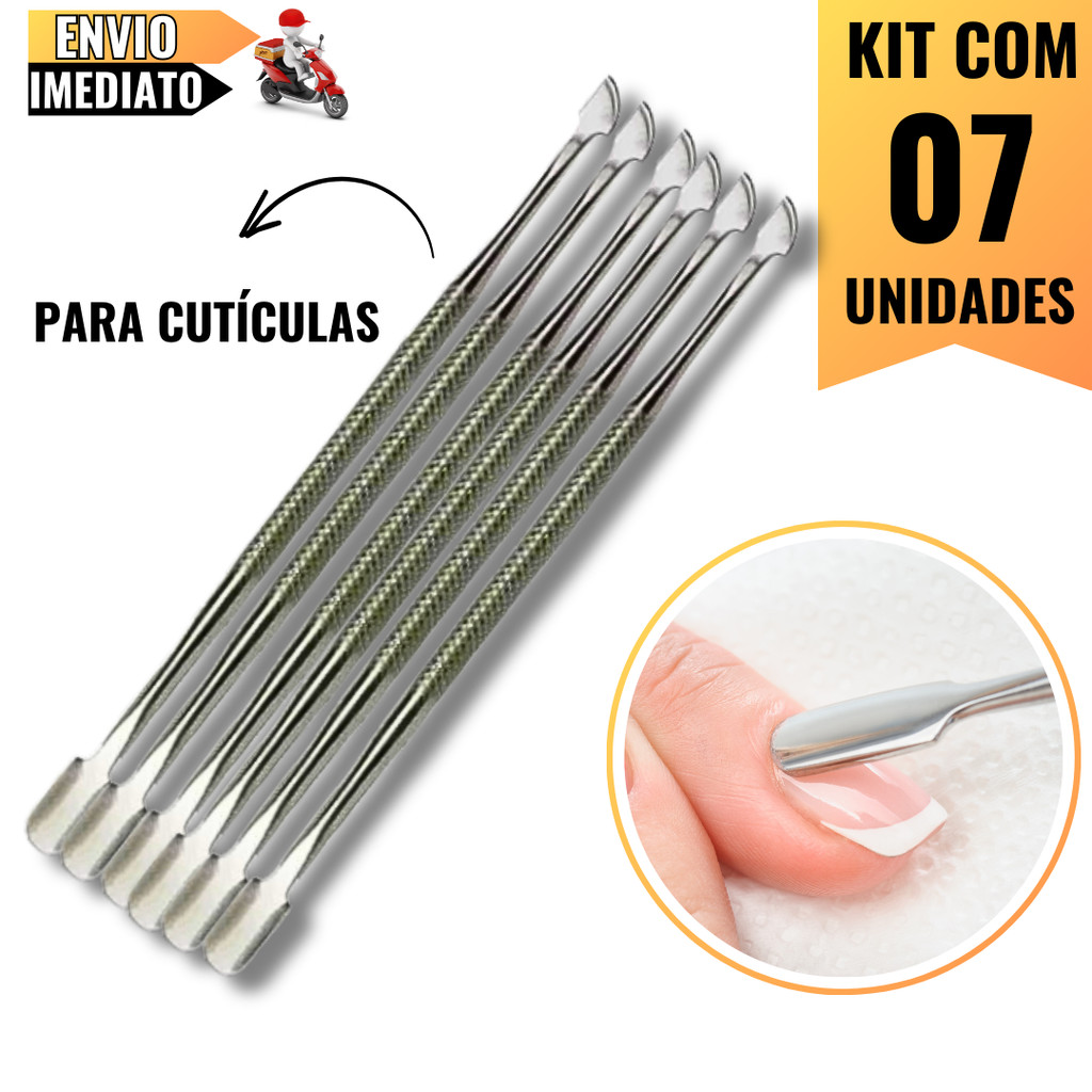 Kit 7 Extratores de Cutícula 12,4cm  Eficiência e Segurança para Salões, Clínicas e Uso Pessoal