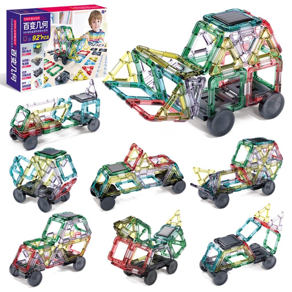 Kit de Blocos Educativos  para Crianças com 3 Modos de Energia para Acionar Modelo, 92 peças
