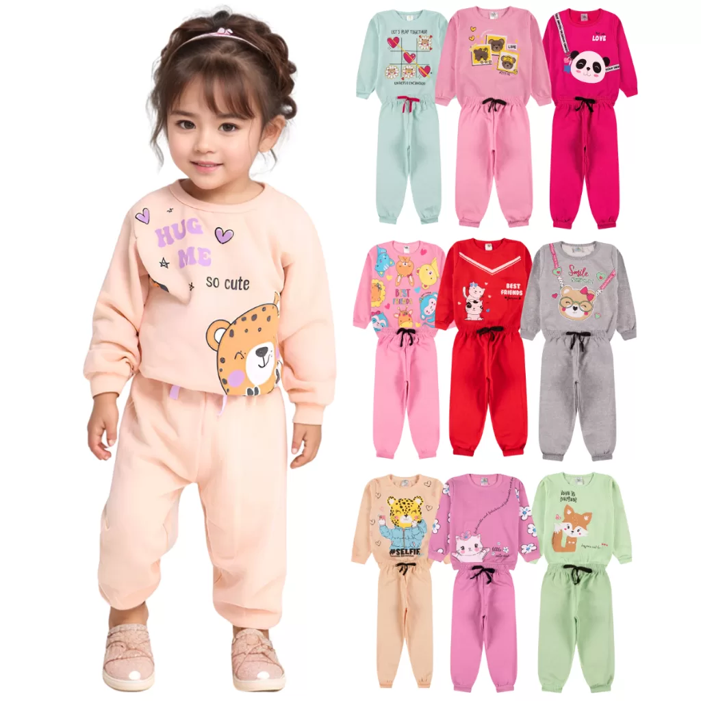Kit Sortido 2, 6 ou12 Peças Moletom Roupa De Bebê Menina Infantil Inverno Conjunto Moletom Peluciado