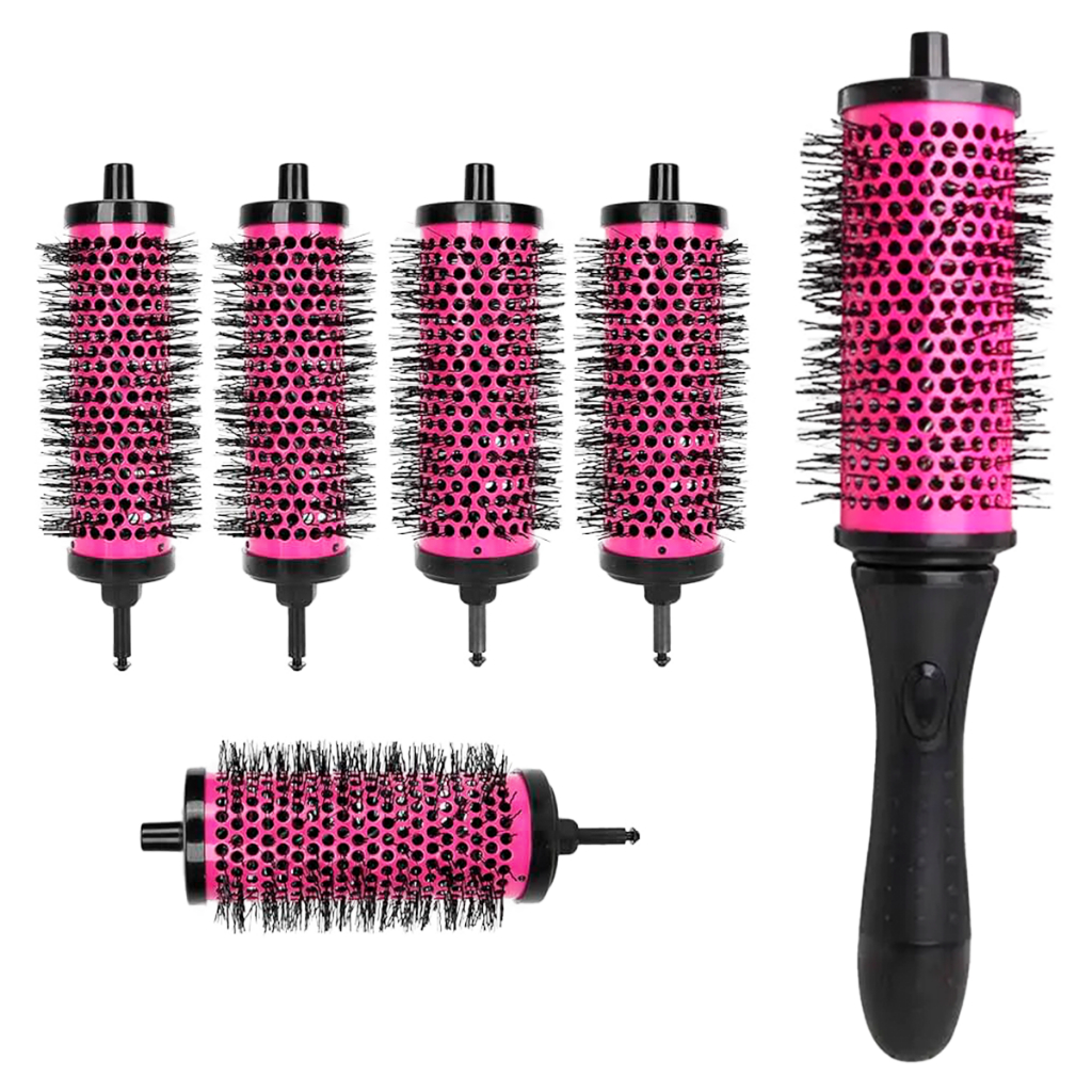 Escova de Cabelo 6 em 1  Cabo Removível, Volume e Cachos Incríveis  Fácil de Usar, Profissional e Pe