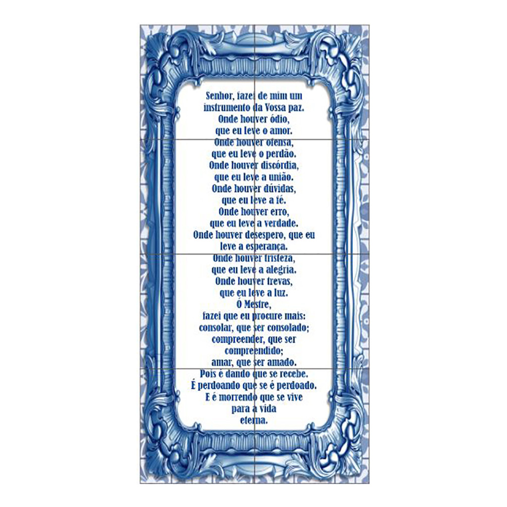 Quadro Decorativo Oração São Francisco De Assis Azulejos Por