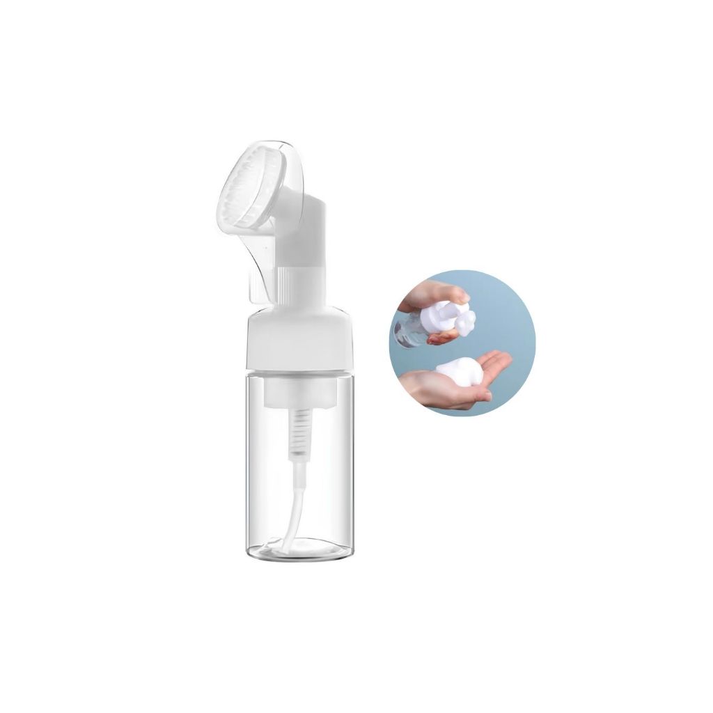 Garrafa Frasco Pump Espumador Válvula 100mL Limpeza Facial Skin Care Escova Silicone Portátil Viagem