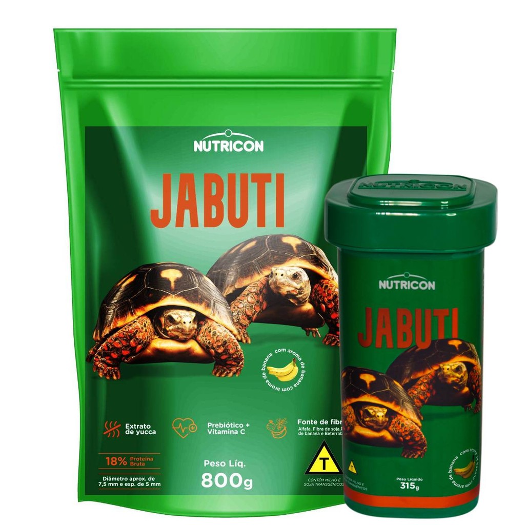 Ração alimento Jabuti Nutricon pote 315g + refil 800g bag