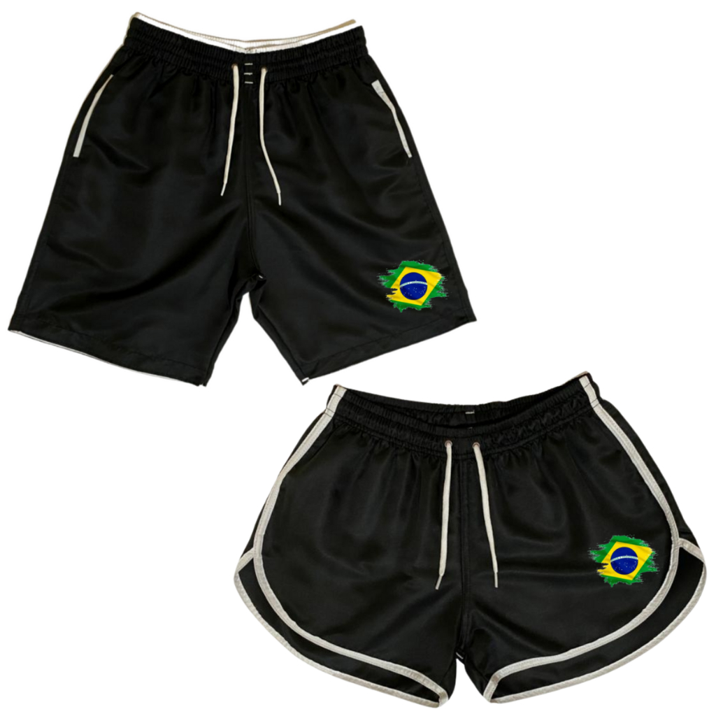 Conjunto Casal Shorts de Casal Brasil Bermudas Para Casais Namorados C51
