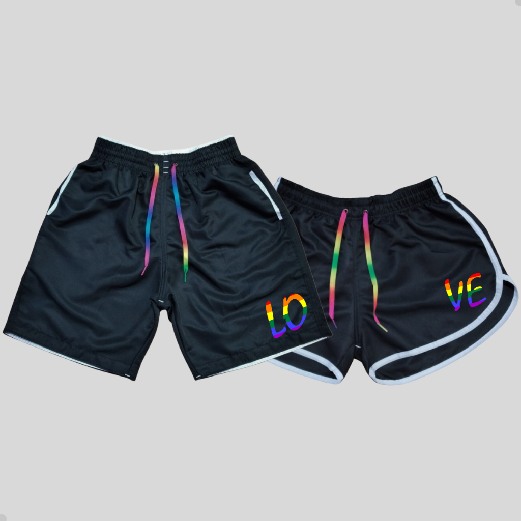 Cnjunto Shorts de Casal Lgbt Kit Mozão Shorts Moda Praia Lançamento