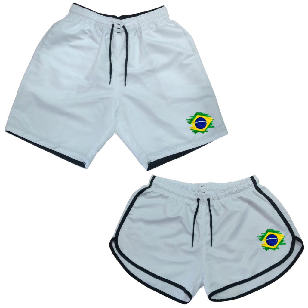 Conjunto Casal Shorts de Casal Brasil Bermudas Para Casais Namorados C5 lançamento
