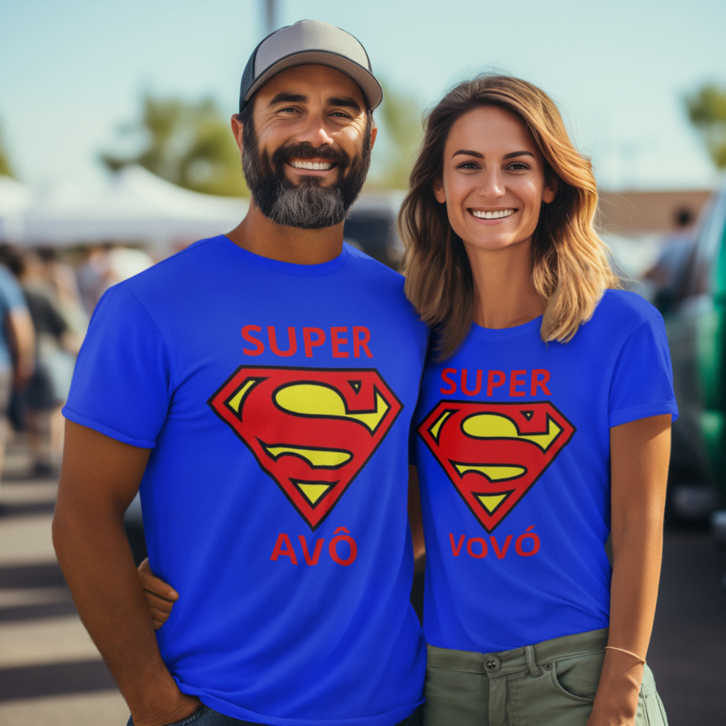 Kit 2 Camisas de Casal Super Avô E Vovó Camisetas Para Presente