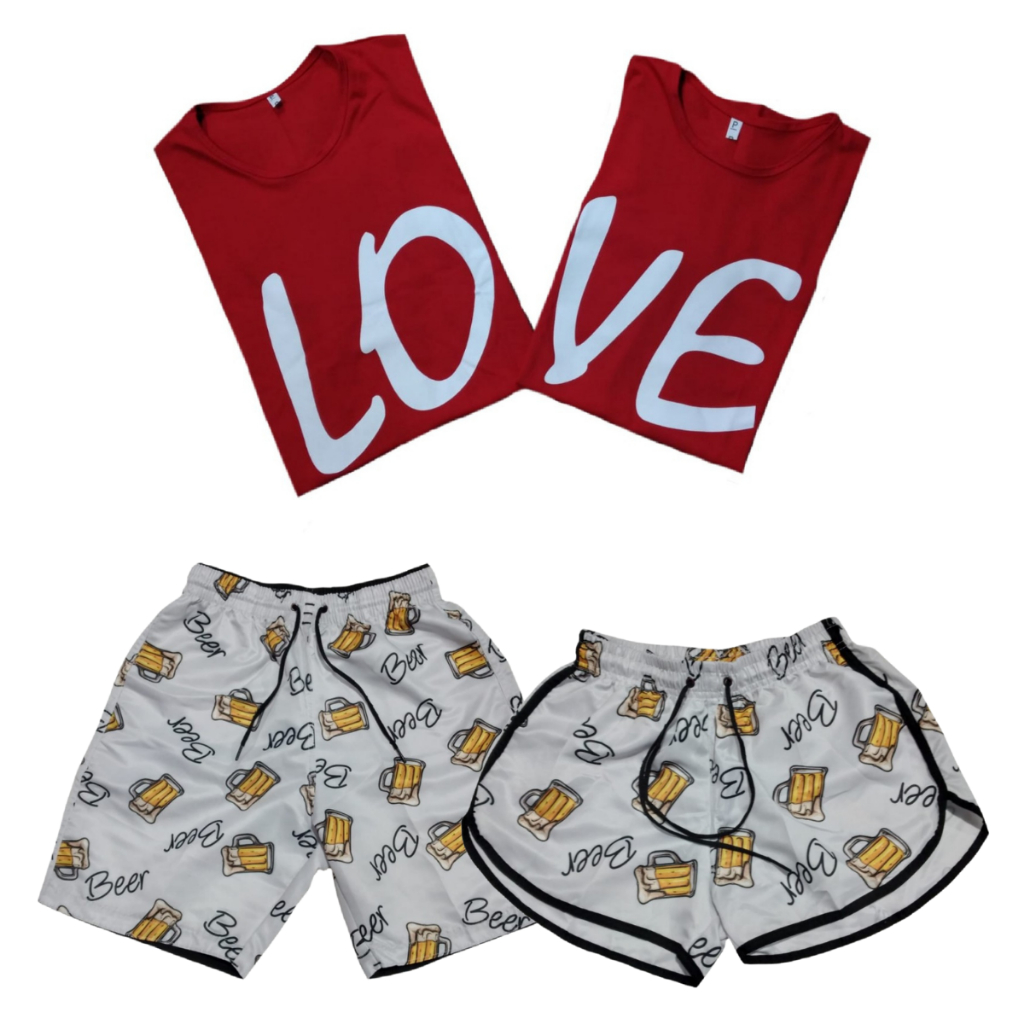 Conjunto Shorts para Casais Bermudas de Casal+ Camisetas Casais Para Fotos