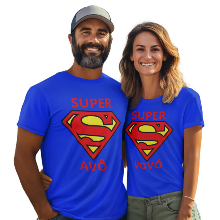 Kit 2 Camisas de Casal Super Avô E Vovó Camiseta