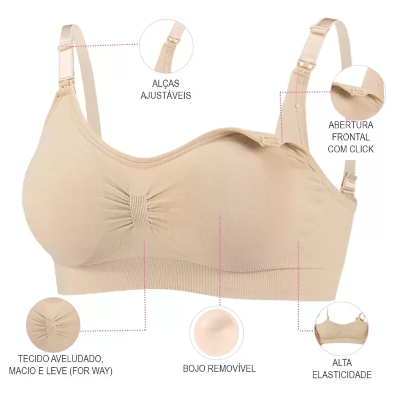 Sutiã de Amamentação P ao G3 | Bojo Removível e Alças Reguláveis | Confortável