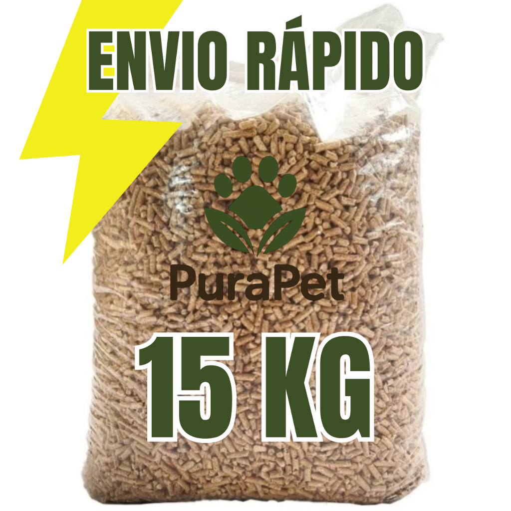 Areia Granulada Higiênica de Madeira para Gatos e Roedores 15 Kg Pura Pet