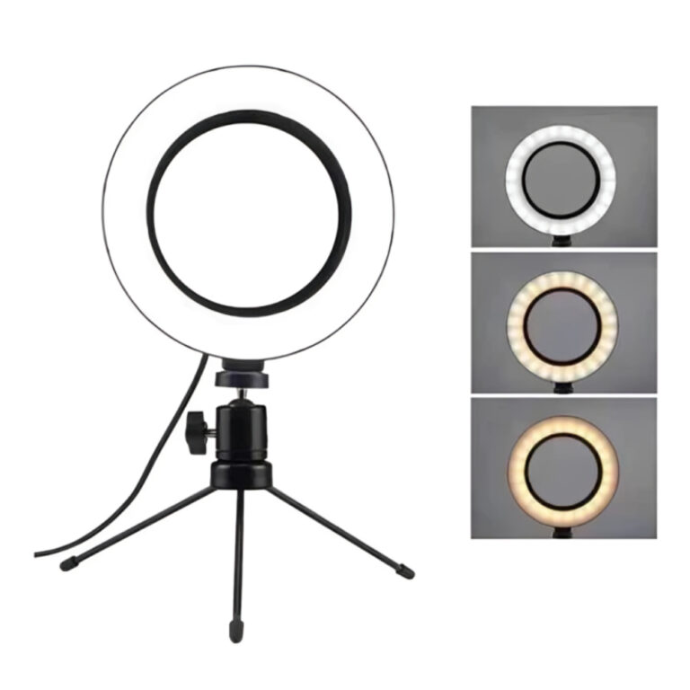 Ring Light Led Mesa Iluminador Pequena Tripé 6 Po