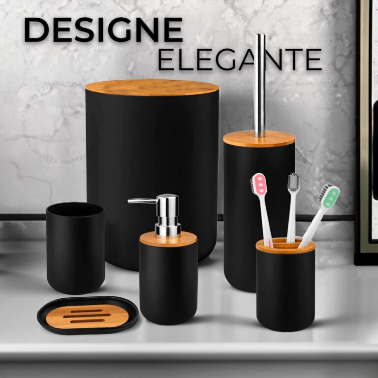 Kit Banheiro Lavabo Conjunto Acessórios lixeira e