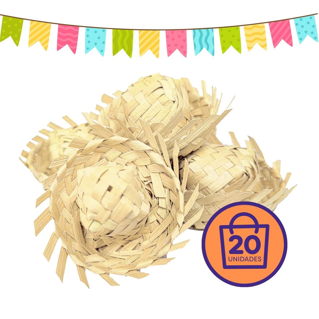 Kit 20 Chapéu Mini Miniatura Palha Festa Junina São João