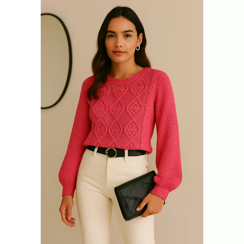 Blusa Tricot Manga Longa Transpassada