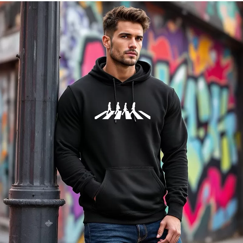 Moletom Canguru com Capuz Unissex | Estampa Banda Blusa de Frio Clássica Anos 60 Estilo Retrô