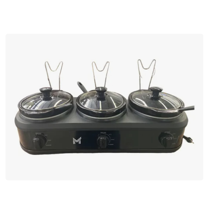 Rechaud Elétrico Triplo Buffet Slow Cooker Preto 