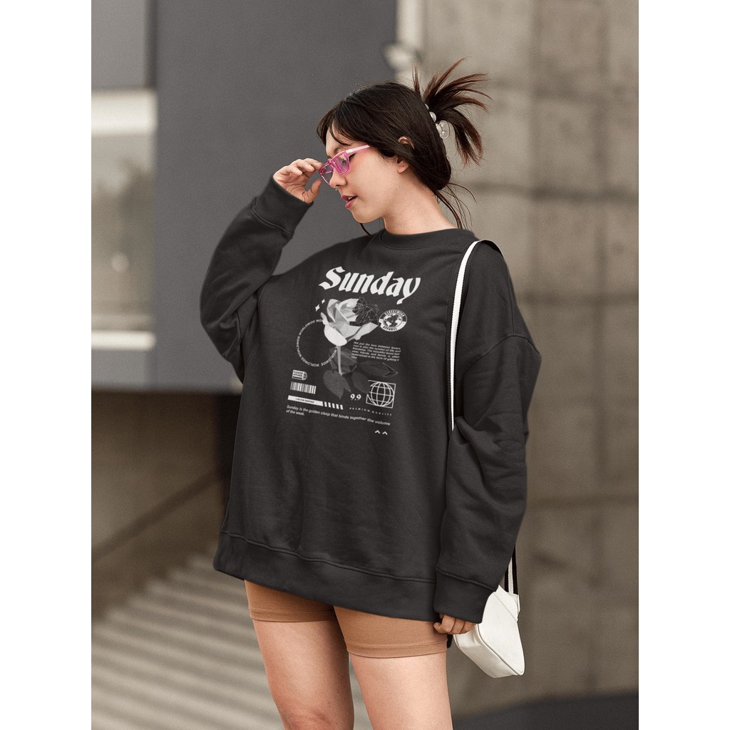 Moletom Blusa de Frio Básico Urbano Feminino Estampado Gola Redonda Confortável 100% Algodão – Sunda