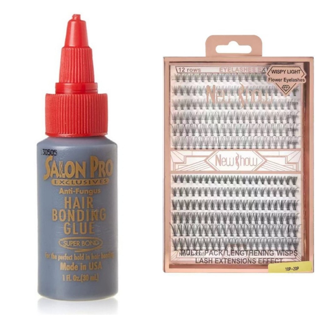 Conjunto de Cola 30ml Salon Pro + Caixa Com Cílios postiços 6D MINK NEW SHOW – 240 Tufinhos Sem Nó