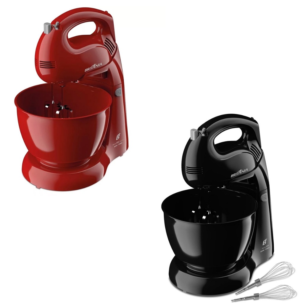 Batedeira preta Britânia Pérola 550 Turbo Tigela para 4,3L 500W