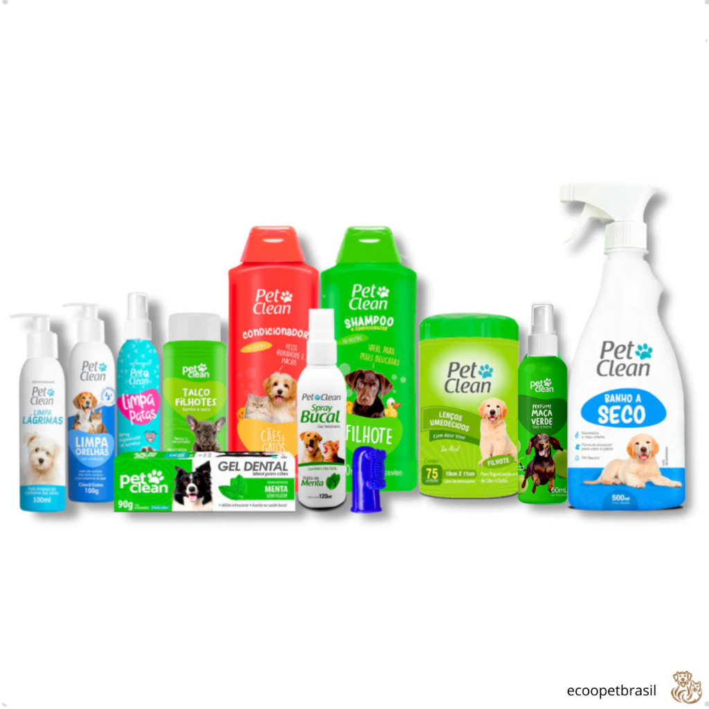 Kit Banho Saúde Bucal e Higiene Completo para Cachorro Cães e Gato Filhote 12 itens – Pet Clean