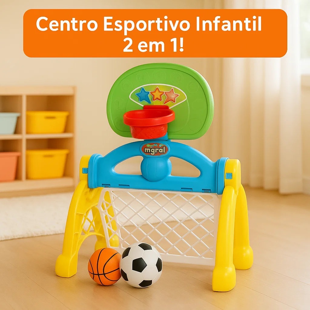 Centro Esportivo Infantil Didático 2 em 1 Basquete e Futebol Cesta Golzinho