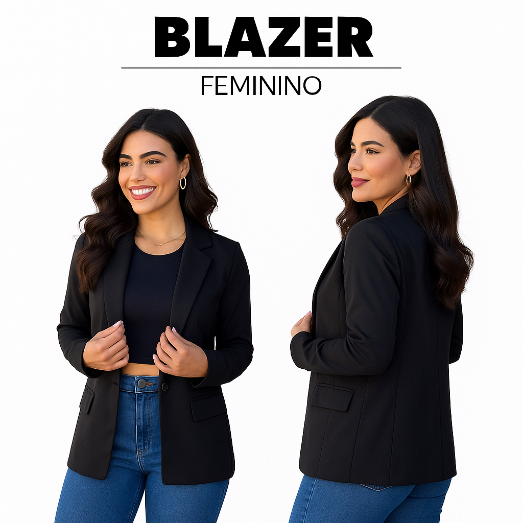 Blazer Feminino Casaquinho Alfaiataria Casaco Social Com Botão Lindo Super Envio Premium Slim e Plus