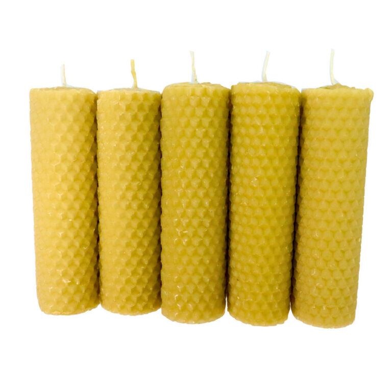 5 Velas de Cera de Abelha Natual 10×3 Cm
