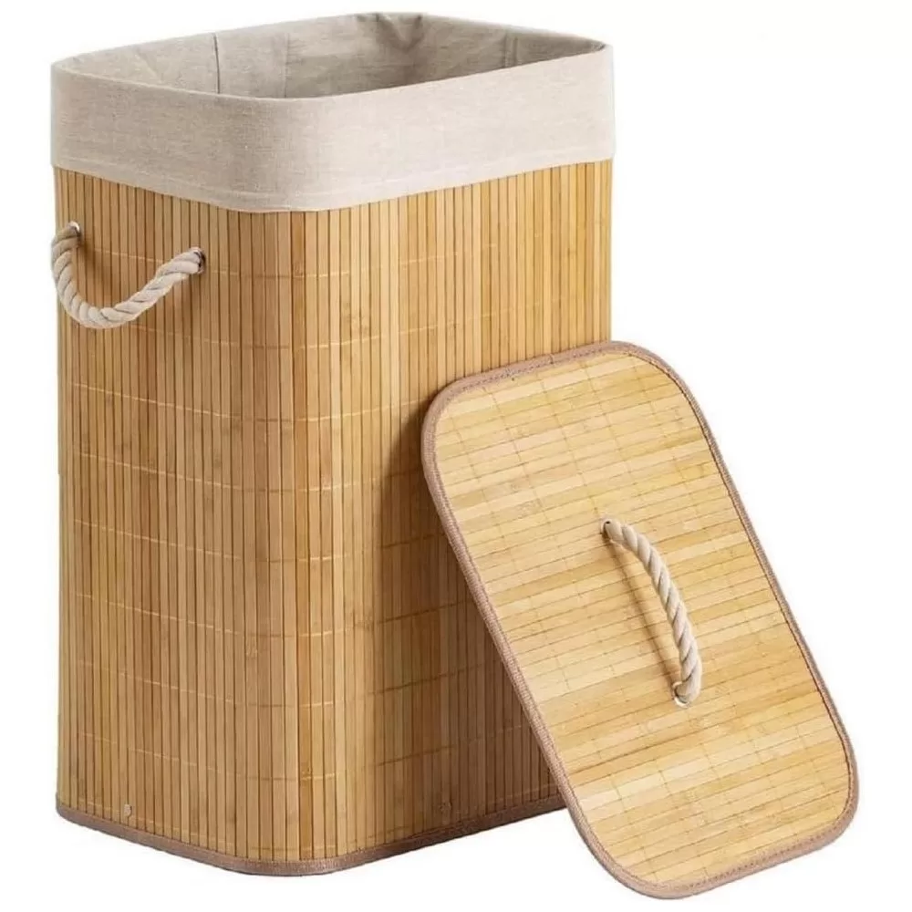 Cesto De Roupas De Bambu 50 Litros Yikasa