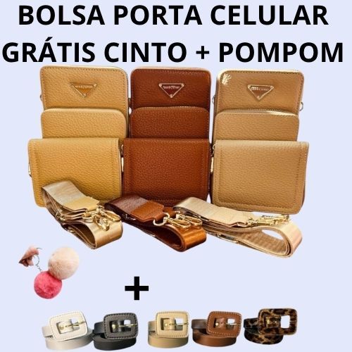 Bolsa Porta Celular com Alça Grossa, Carteira e B