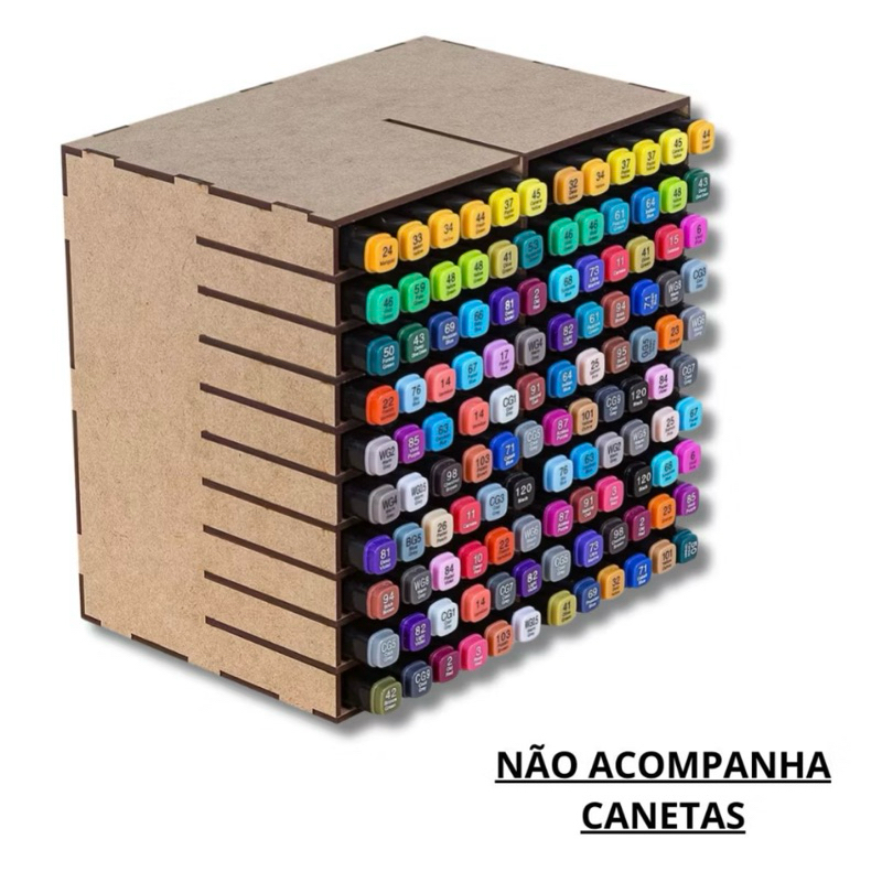Porta Canetinhas Touch Em Mdf Crú Nicho Organizador